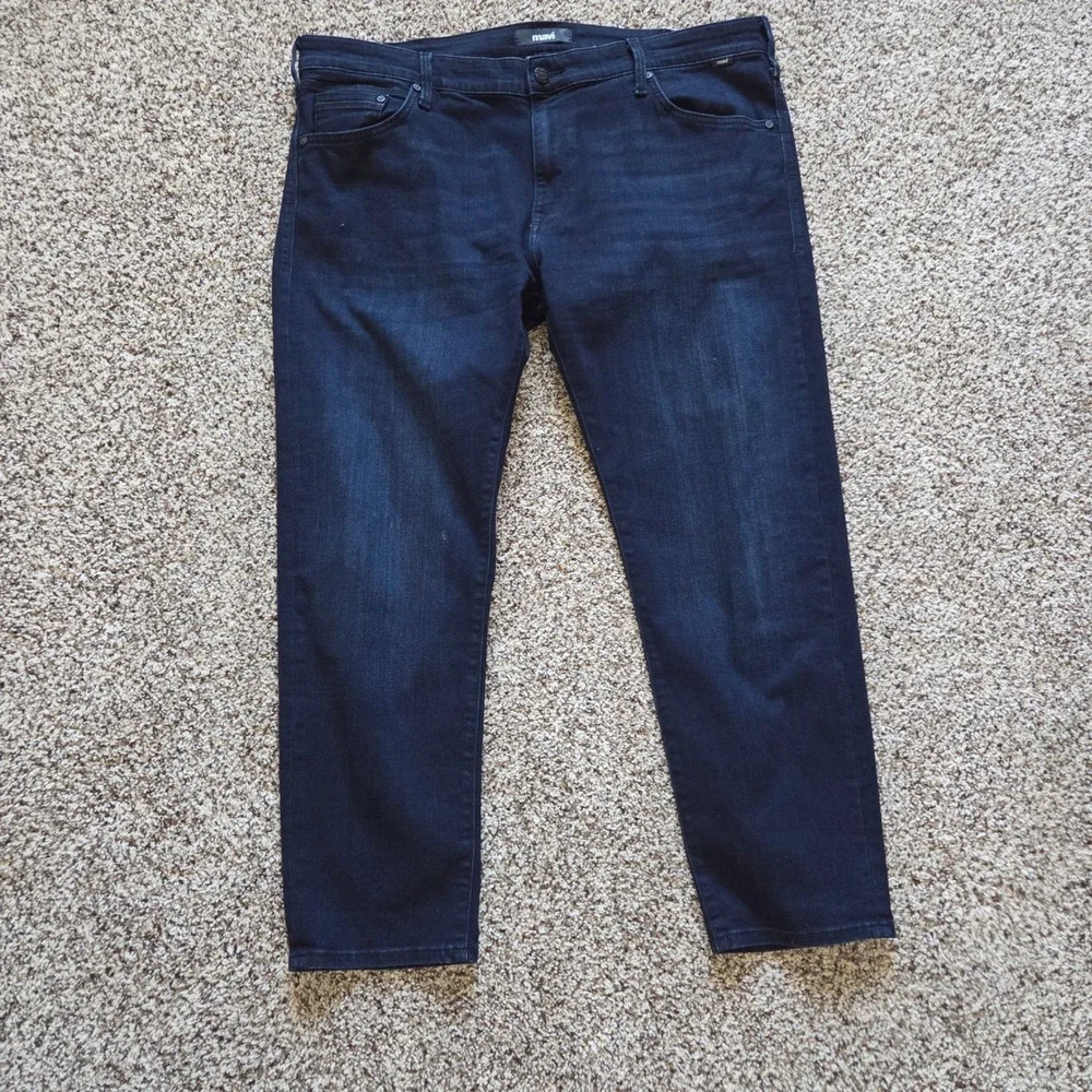 Mavi Jake Slim Leg Jeans Mens 42x29 Dark Indigo Blue Stretch Denim RN 95767